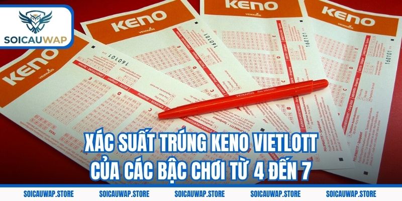 Xác suất trúng Keno Vietlott của các bậc chơi từ 4 đến 7